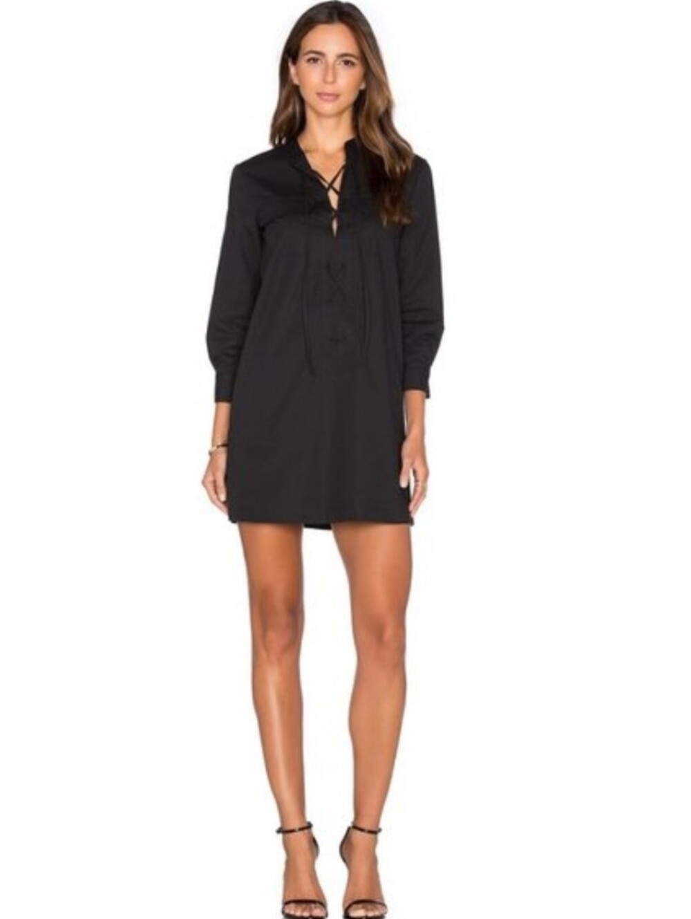 THEORY Jullitah Black Lace Up Dress Long Sleeve